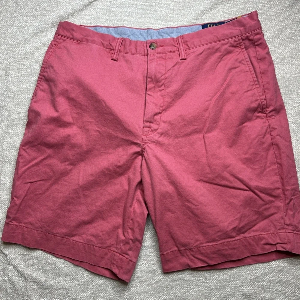 Polo Ralph Lauren Mens Coral Stretch Classic Fit Chino Shorts 34 Preppy Style